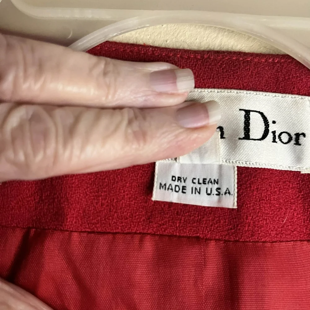 Christian Dior Vintage Red Wool Made In USA Blazer With Black Buttons Size 12